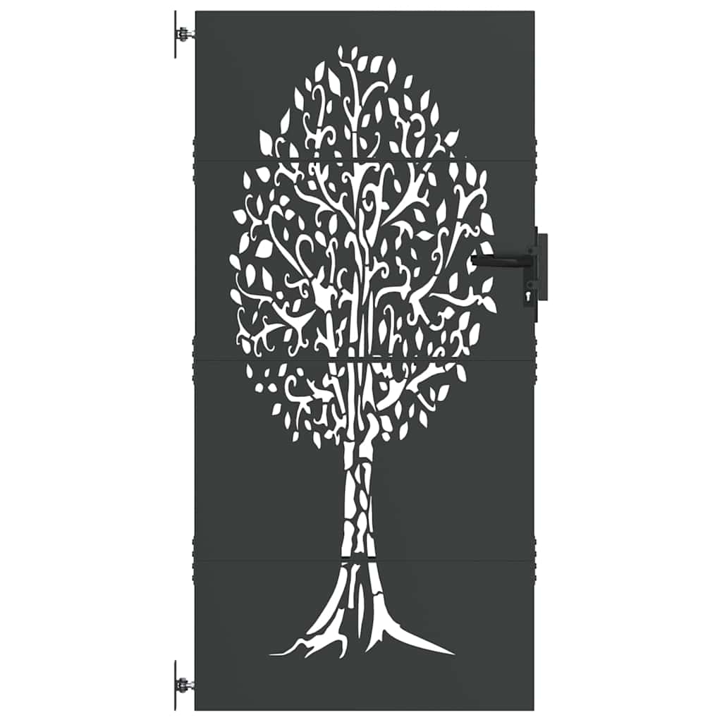Tuinpoort met slot Zwart 85 x 200 cm Poedergecoat staal is nu te koop bij PeponiXL, paradijselijk wonen!
