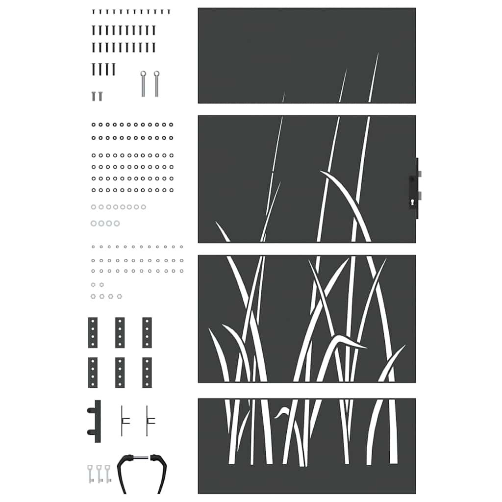 Tuinpoort met slot Zwart 85 x 175 cm Poedergecoat staal is nu te koop bij PeponiXL, paradijselijk wonen!
