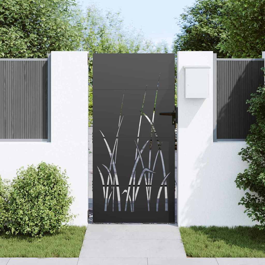 Tuinpoort met slot Zwart 85 x 200 cm Poedergecoat staal is nu te koop bij PeponiXL, paradijselijk wonen!