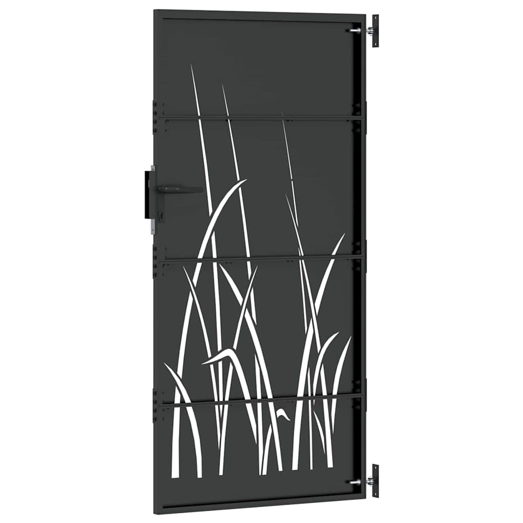 Tuinpoort met slot Zwart 85 x 200 cm Poedergecoat staal is nu te koop bij PeponiXL, paradijselijk wonen!