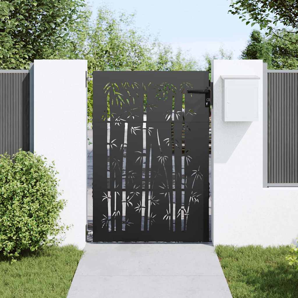 Tuinpoort met slot Zwart 85 x 150 cm Poedergecoat staal is nu te koop bij PeponiXL, paradijselijk wonen!