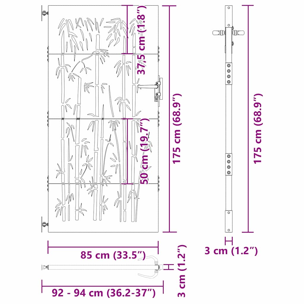 Tuinpoort met slot Zwart 85 x 100 cm Poedergecoat staal is nu te koop bij PeponiXL, paradijselijk wonen!