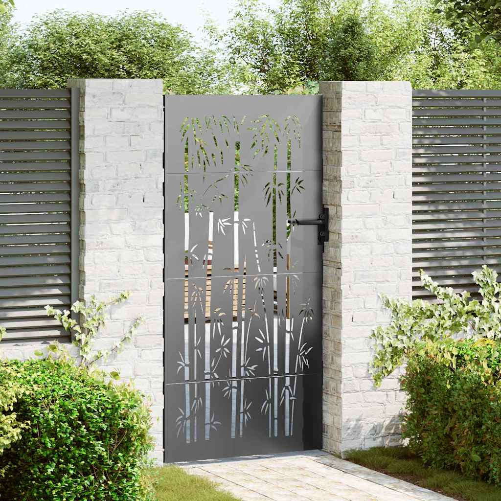 Tuinpoort met slot Zwart 85 x 200 cm Poedergecoat staal is nu te koop bij PeponiXL, paradijselijk wonen!