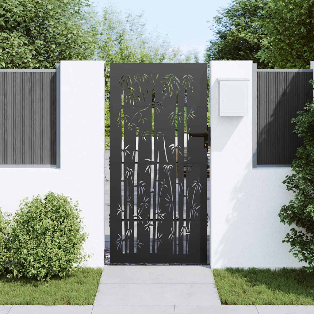 Tuinpoort met slot Zwart 85 x 200 cm Poedergecoat staal is nu te koop bij PeponiXL, paradijselijk wonen!