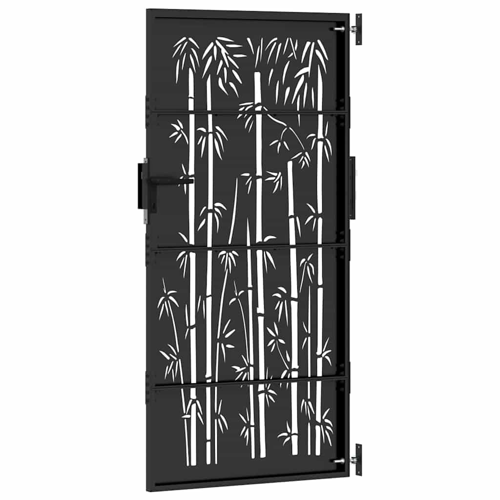 Tuinpoort met slot Zwart 85 x 200 cm Poedergecoat staal is nu te koop bij PeponiXL, paradijselijk wonen!