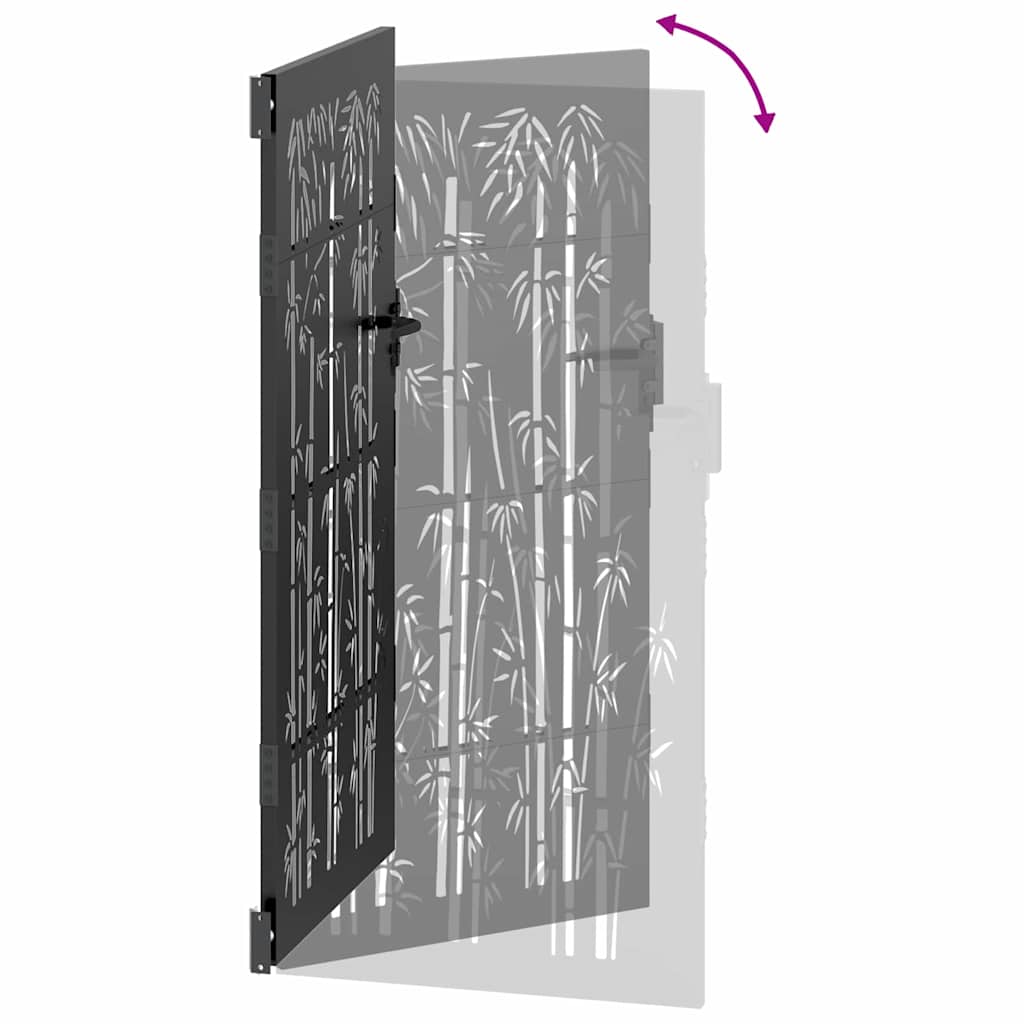 Tuinpoort met slot Zwart 85 x 200 cm Poedergecoat staal is nu te koop bij PeponiXL, paradijselijk wonen!