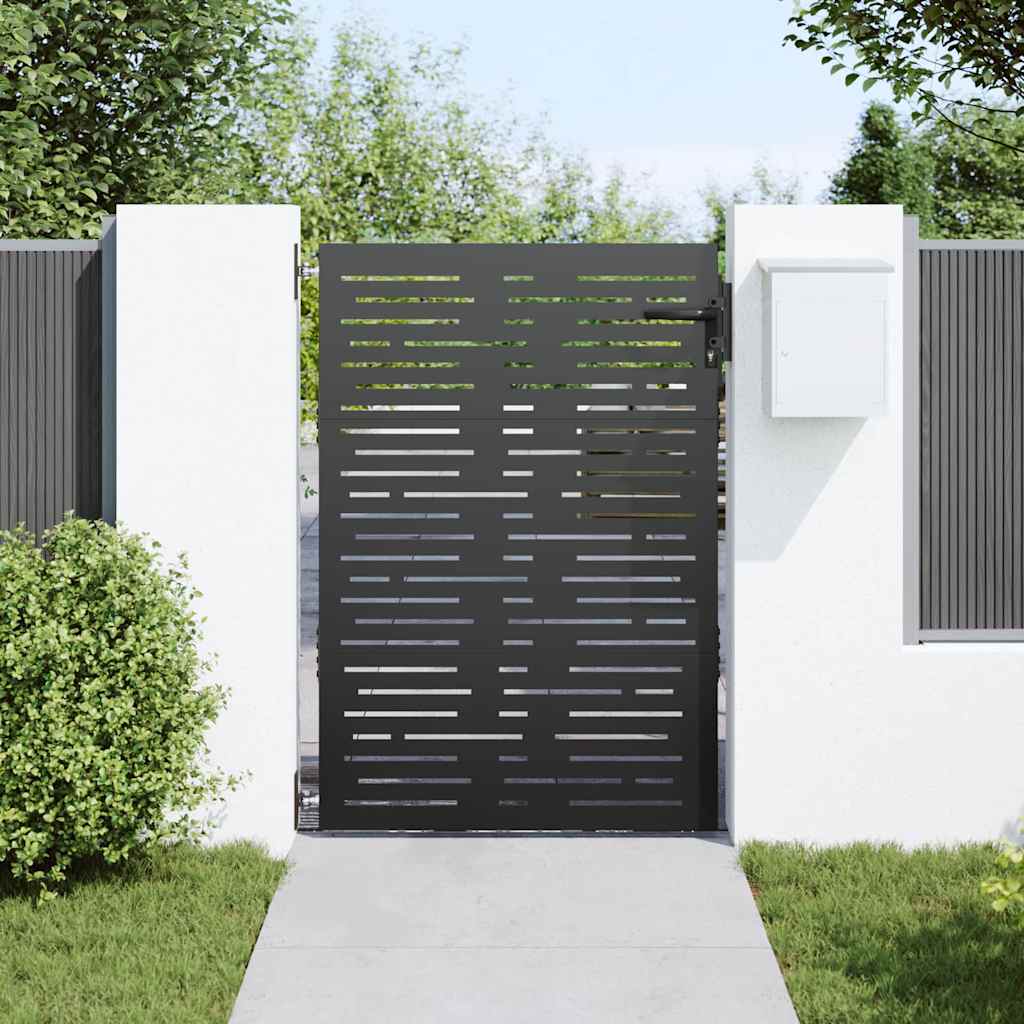 Tuinpoort met slot Zwart 85 x 125 cm Poedergecoat staal is nu te koop bij PeponiXL, paradijselijk wonen!