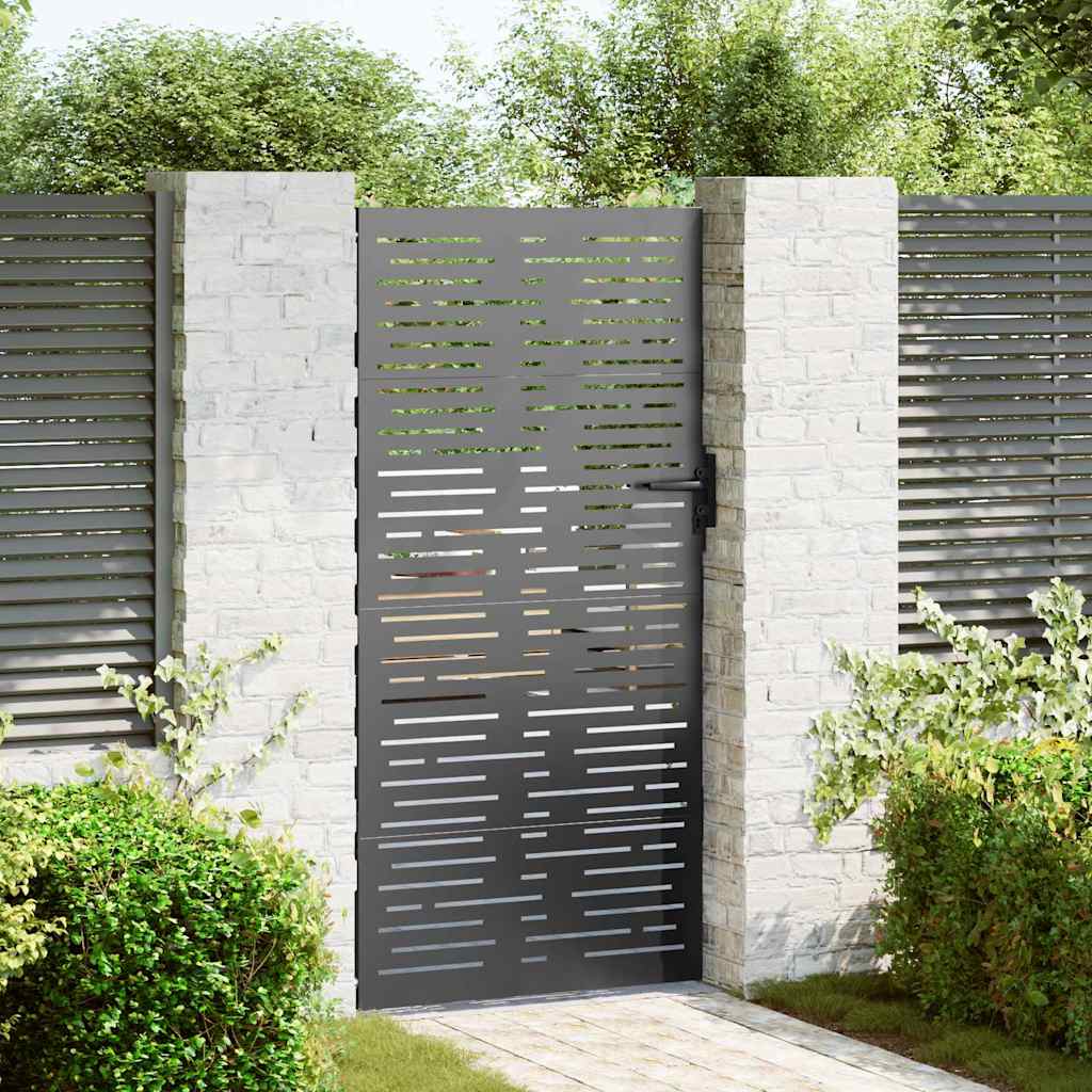 Tuinpoort met slot Zwart 85 x 200 cm Poedergecoat staal is nu te koop bij PeponiXL, paradijselijk wonen!