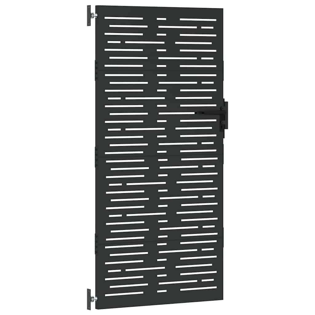 Tuinpoort met slot Zwart 85 x 200 cm Poedergecoat staal is nu te koop bij PeponiXL, paradijselijk wonen!