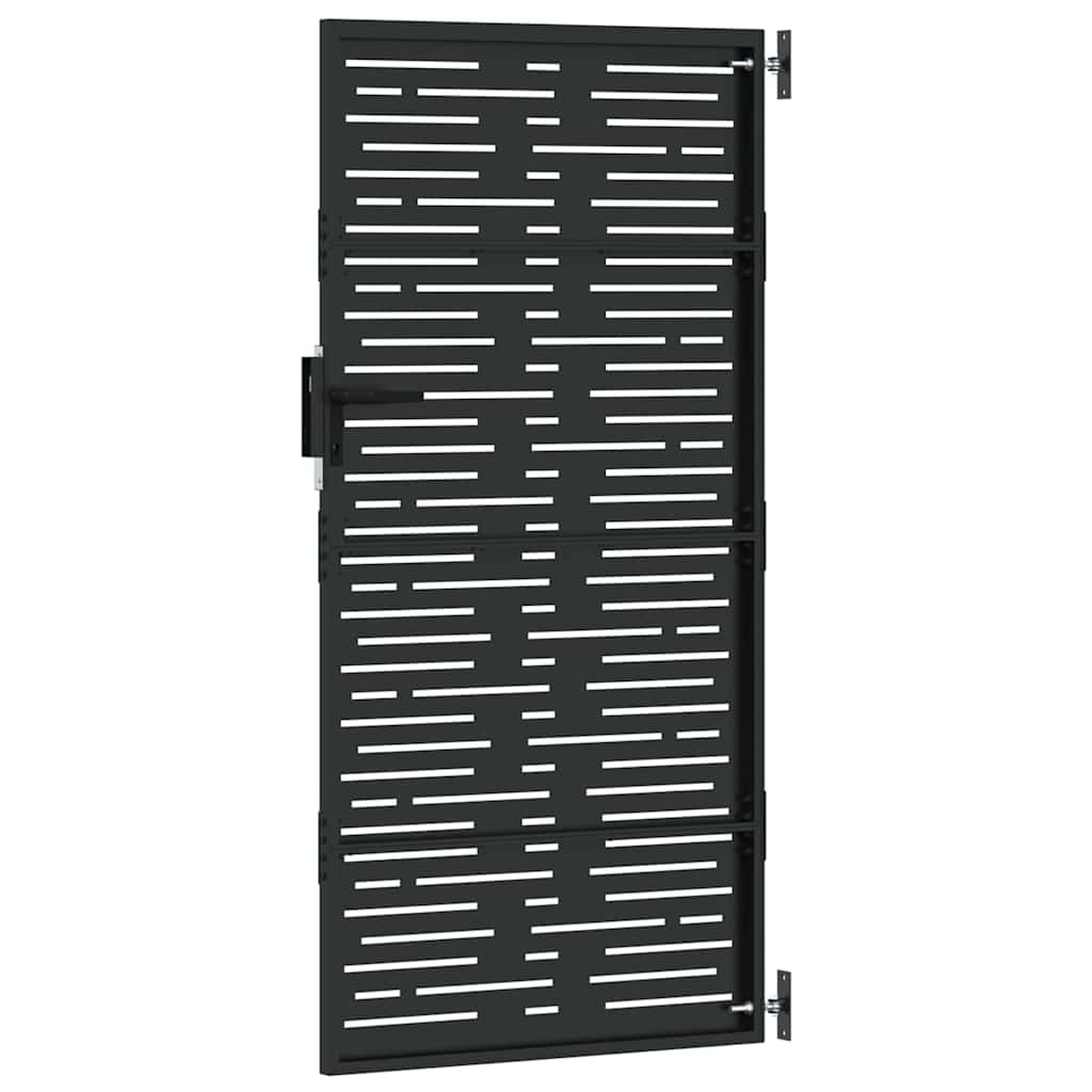 Tuinpoort met slot Zwart 85 x 200 cm Poedergecoat staal is nu te koop bij PeponiXL, paradijselijk wonen!