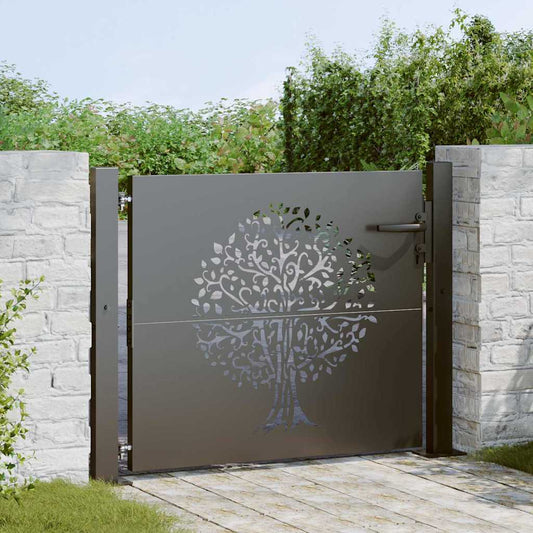 Tuinpoort met slot Zwart 110 x 105 cm Poedergecoat staal is nu te koop bij PeponiXL, paradijselijk wonen!
