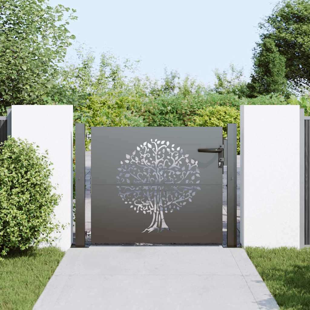 Tuinpoort met slot Zwart 110 x 105 cm Poedergecoat staal is nu te koop bij PeponiXL, paradijselijk wonen!