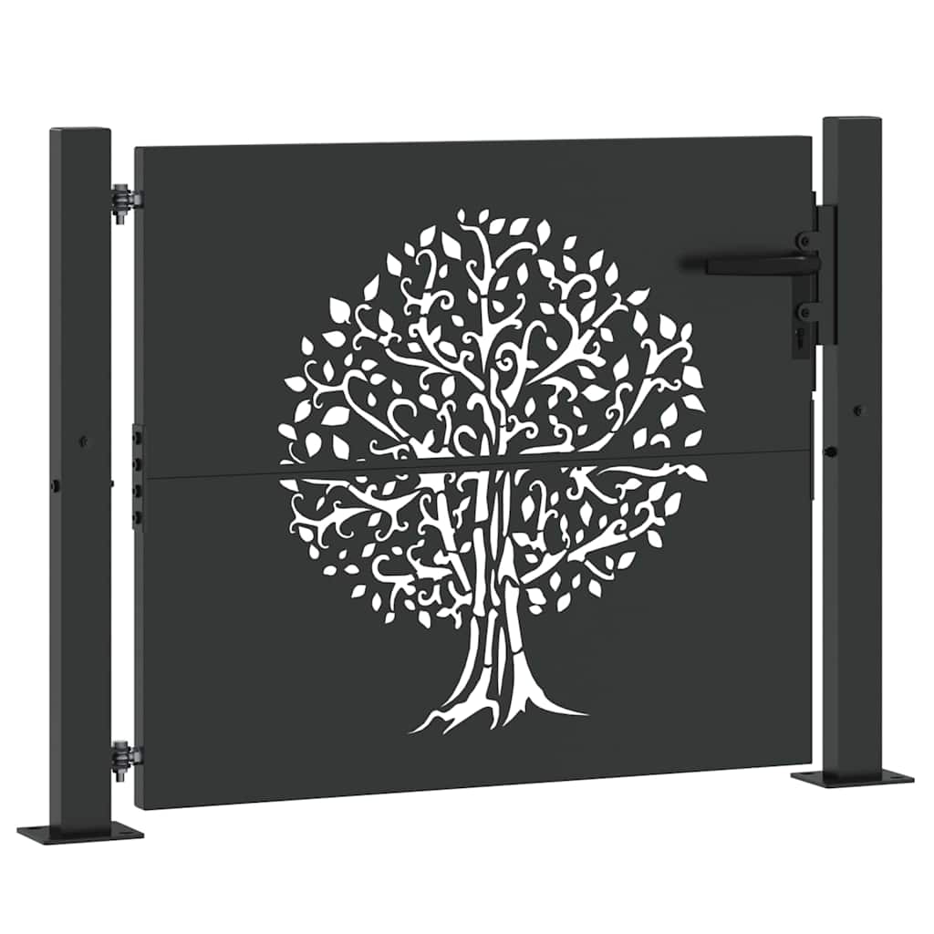 Tuinpoort met slot Zwart 110 x 105 cm Poedergecoat staal is nu te koop bij PeponiXL, paradijselijk wonen!