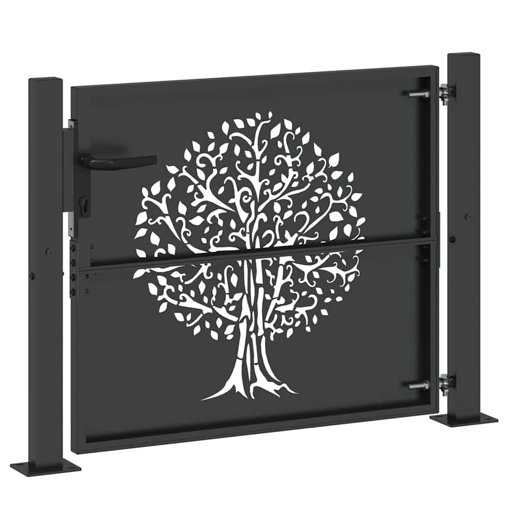 Tuinpoort met slot Zwart 110 x 105 cm Poedergecoat staal is nu te koop bij PeponiXL, paradijselijk wonen!