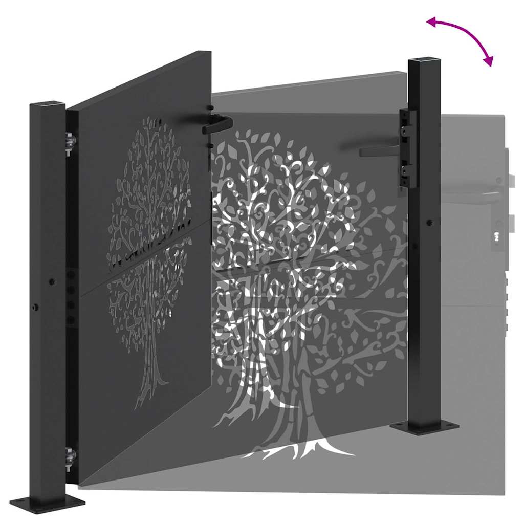 Tuinpoort met slot Zwart 110 x 105 cm Poedergecoat staal is nu te koop bij PeponiXL, paradijselijk wonen!