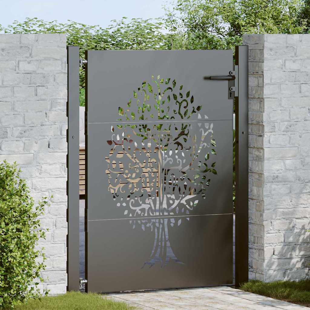 Tuinpoort met slot Zwart 110 x 130 cm Poedergecoat staal is nu te koop bij PeponiXL, paradijselijk wonen!