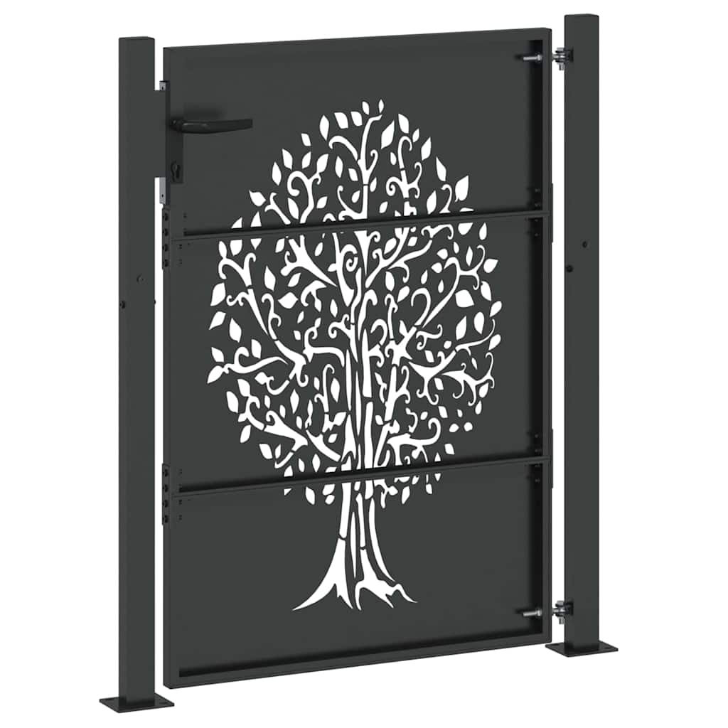 Tuinpoort met slot Zwart 110 x 130 cm Poedergecoat staal is nu te koop bij PeponiXL, paradijselijk wonen!