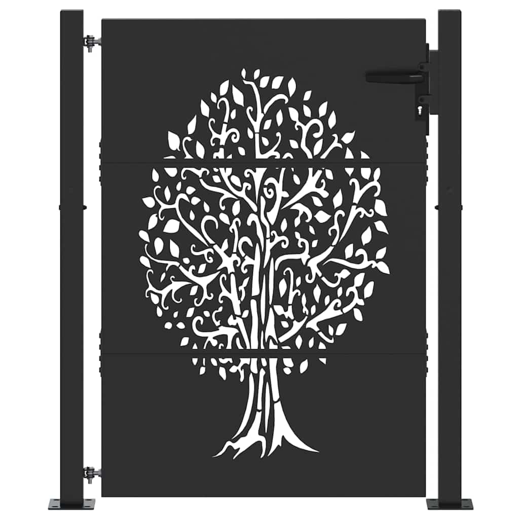 Tuinpoort met slot Zwart 110 x 130 cm Poedergecoat staal is nu te koop bij PeponiXL, paradijselijk wonen!