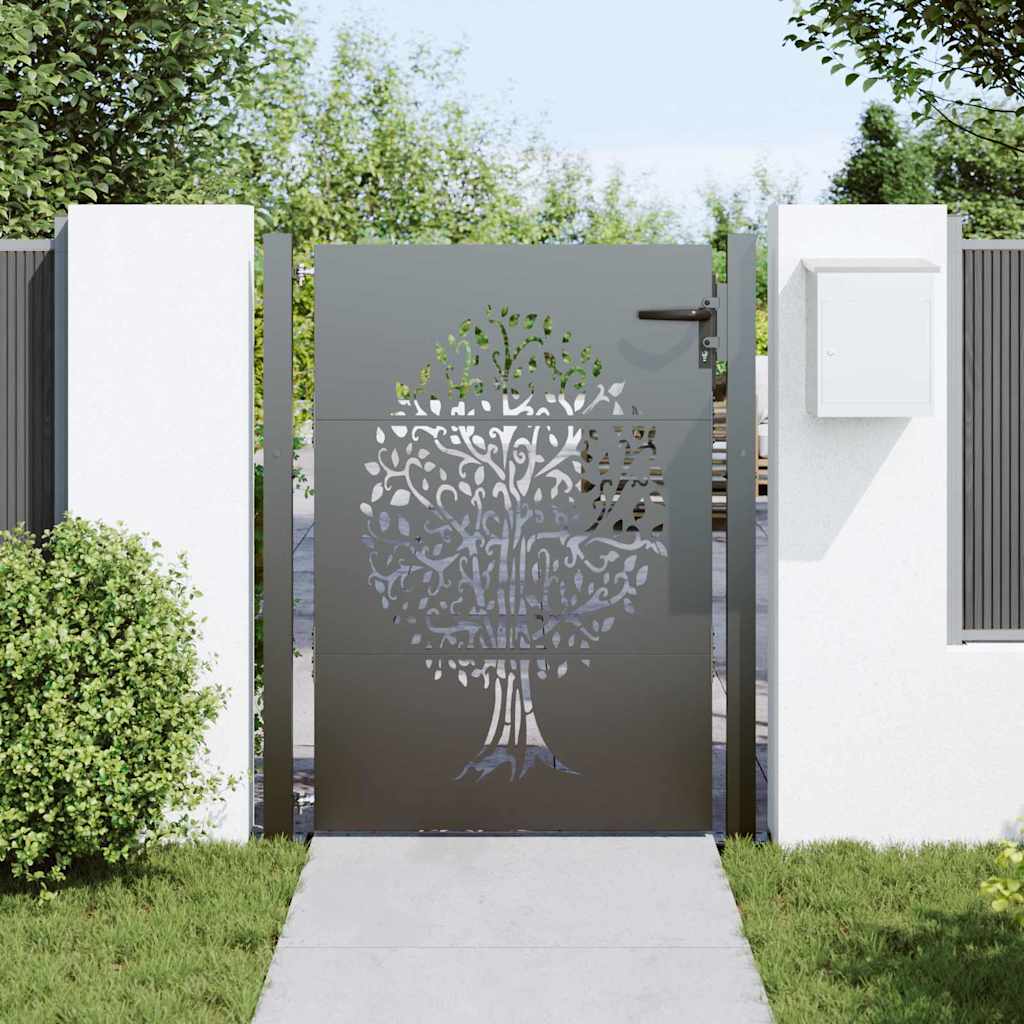 Tuinpoort met slot Zwart 110 x 155 cm Poedergecoat staal is nu te koop bij PeponiXL, paradijselijk wonen!