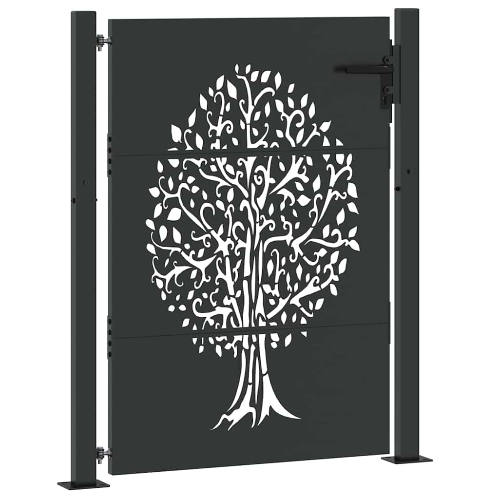 Tuinpoort met slot Zwart 110 x 155 cm Poedergecoat staal is nu te koop bij PeponiXL, paradijselijk wonen!