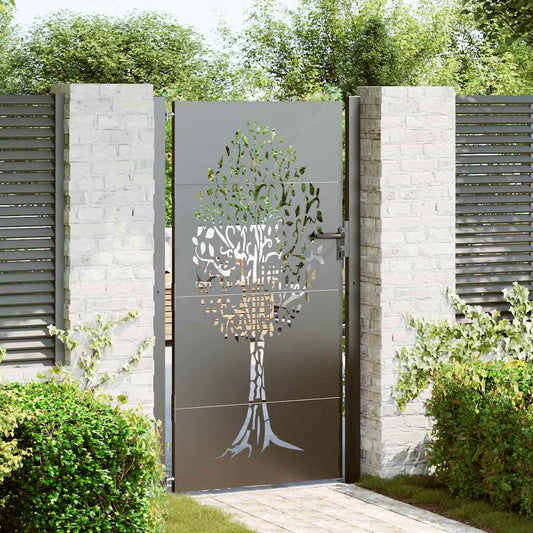 Tuinpoort met slot Zwart 110 x 205 cm Poedergecoat staal is nu te koop bij PeponiXL, paradijselijk wonen!