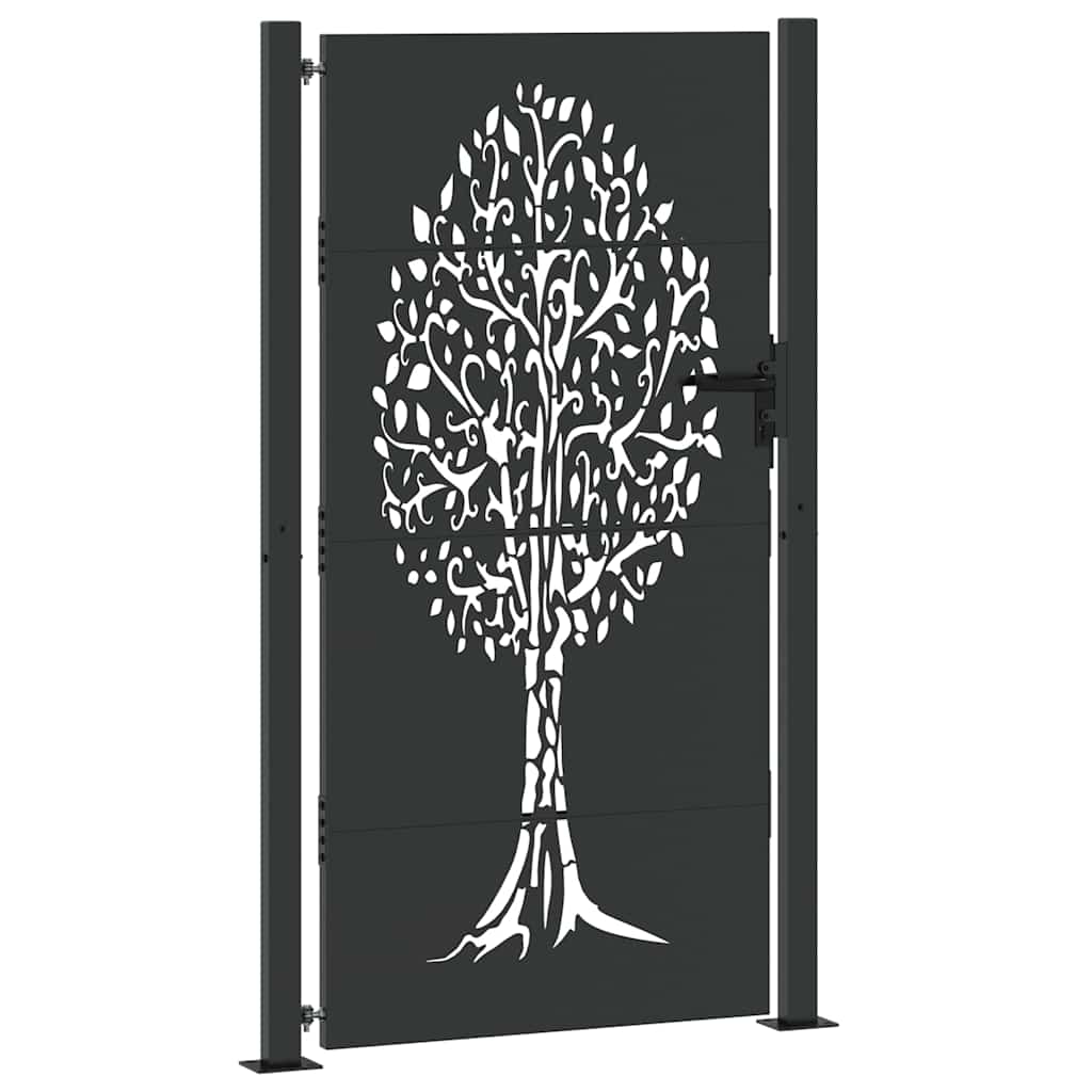 Tuinpoort met slot Zwart 110 x 205 cm Poedergecoat staal is nu te koop bij PeponiXL, paradijselijk wonen!
