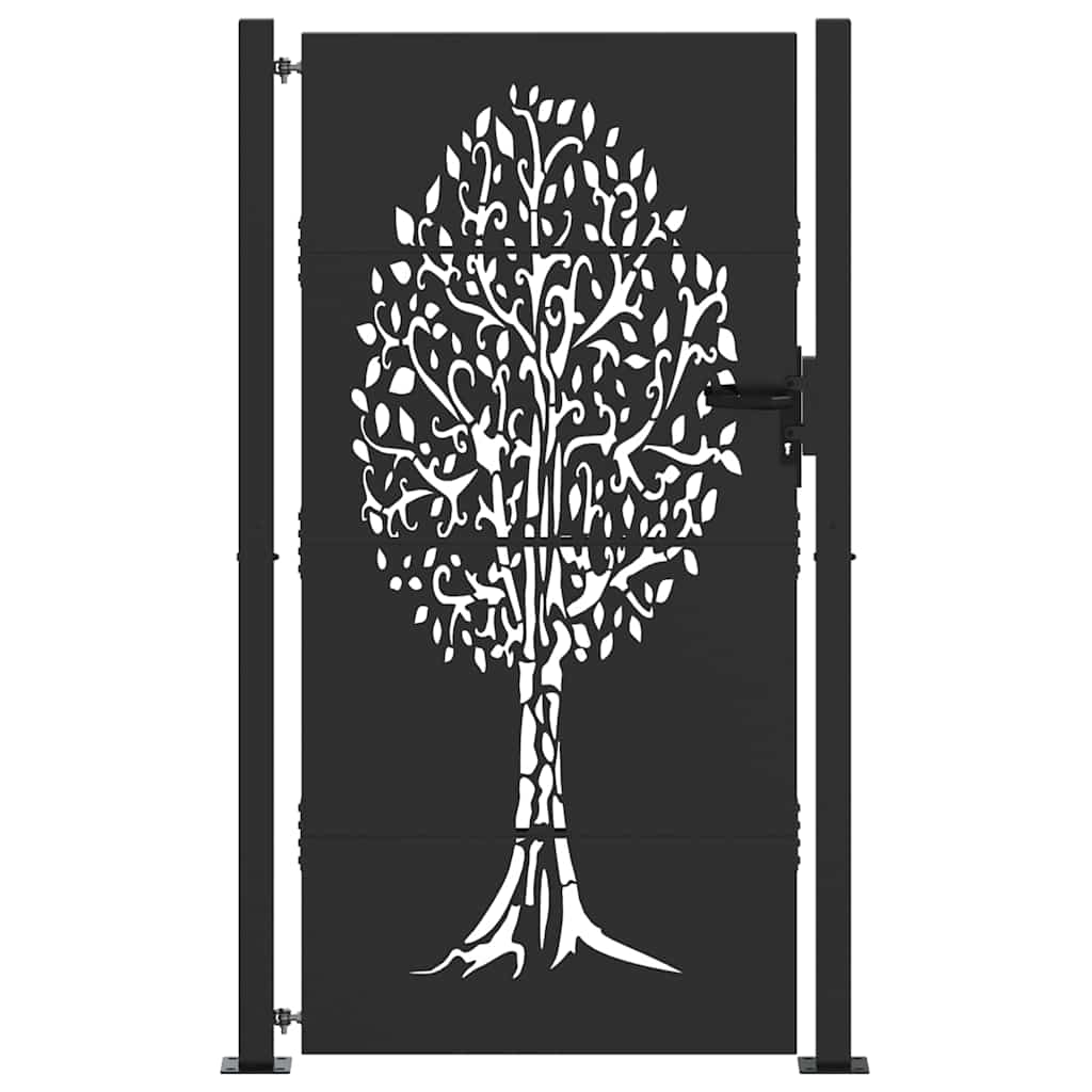 Tuinpoort met slot Zwart 110 x 205 cm Poedergecoat staal is nu te koop bij PeponiXL, paradijselijk wonen!