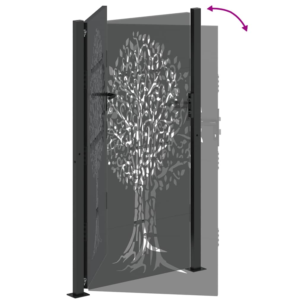 Tuinpoort met slot Zwart 110 x 205 cm Poedergecoat staal is nu te koop bij PeponiXL, paradijselijk wonen!