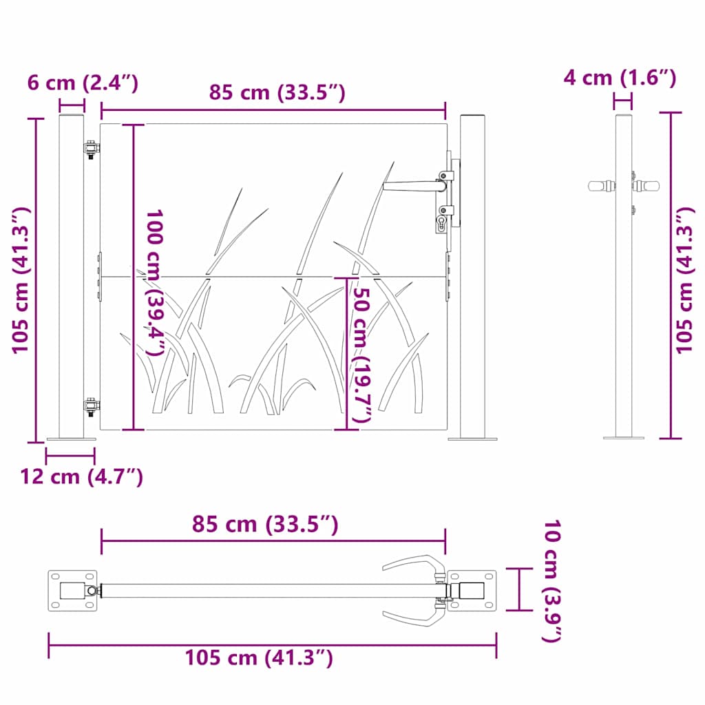 Tuinpoort met slot Zwart 110 x 105 cm Poedergecoat staal is nu te koop bij PeponiXL, paradijselijk wonen!