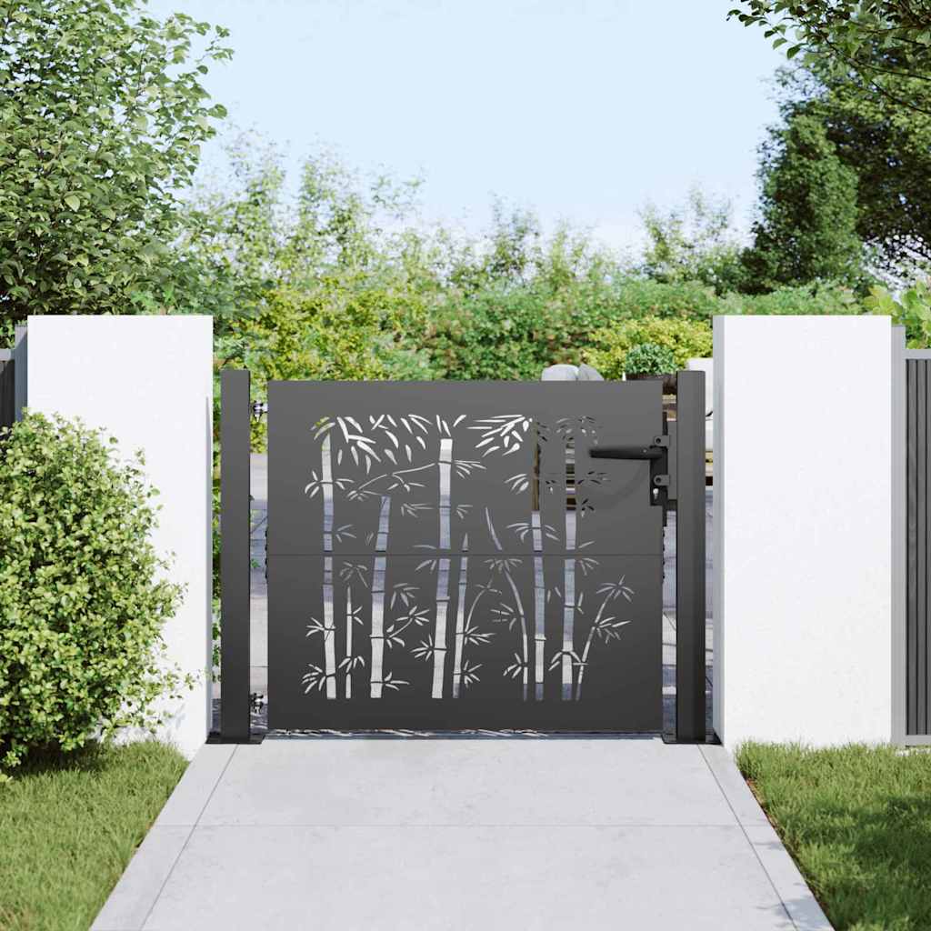 Tuinpoort met slot Zwart 110 x 105 cm Gepoedercoat staal is nu te koop bij PeponiXL, paradijselijk wonen!
