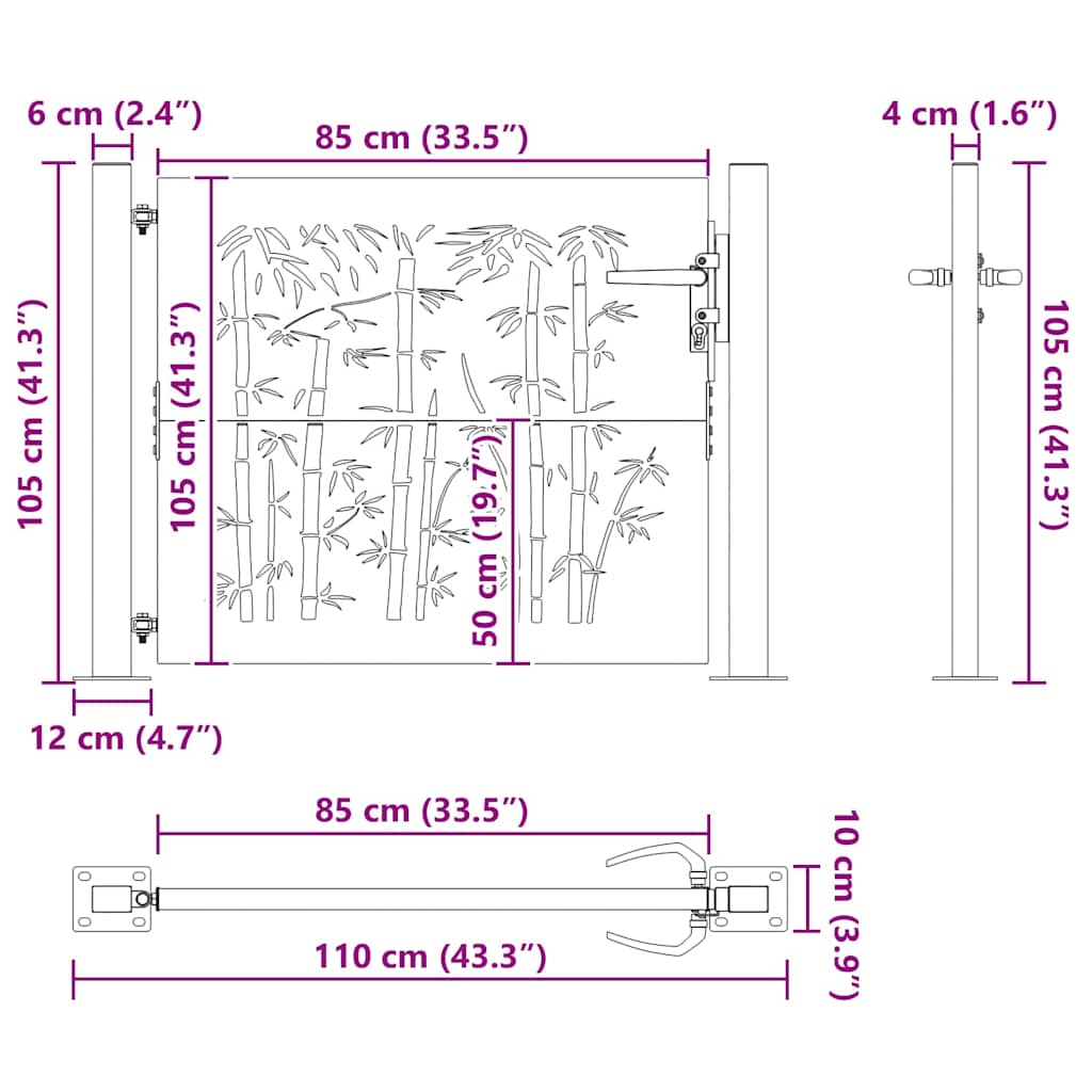 Tuinpoort met slot Zwart 110 x 105 cm Gepoedercoat staal is nu te koop bij PeponiXL, paradijselijk wonen!