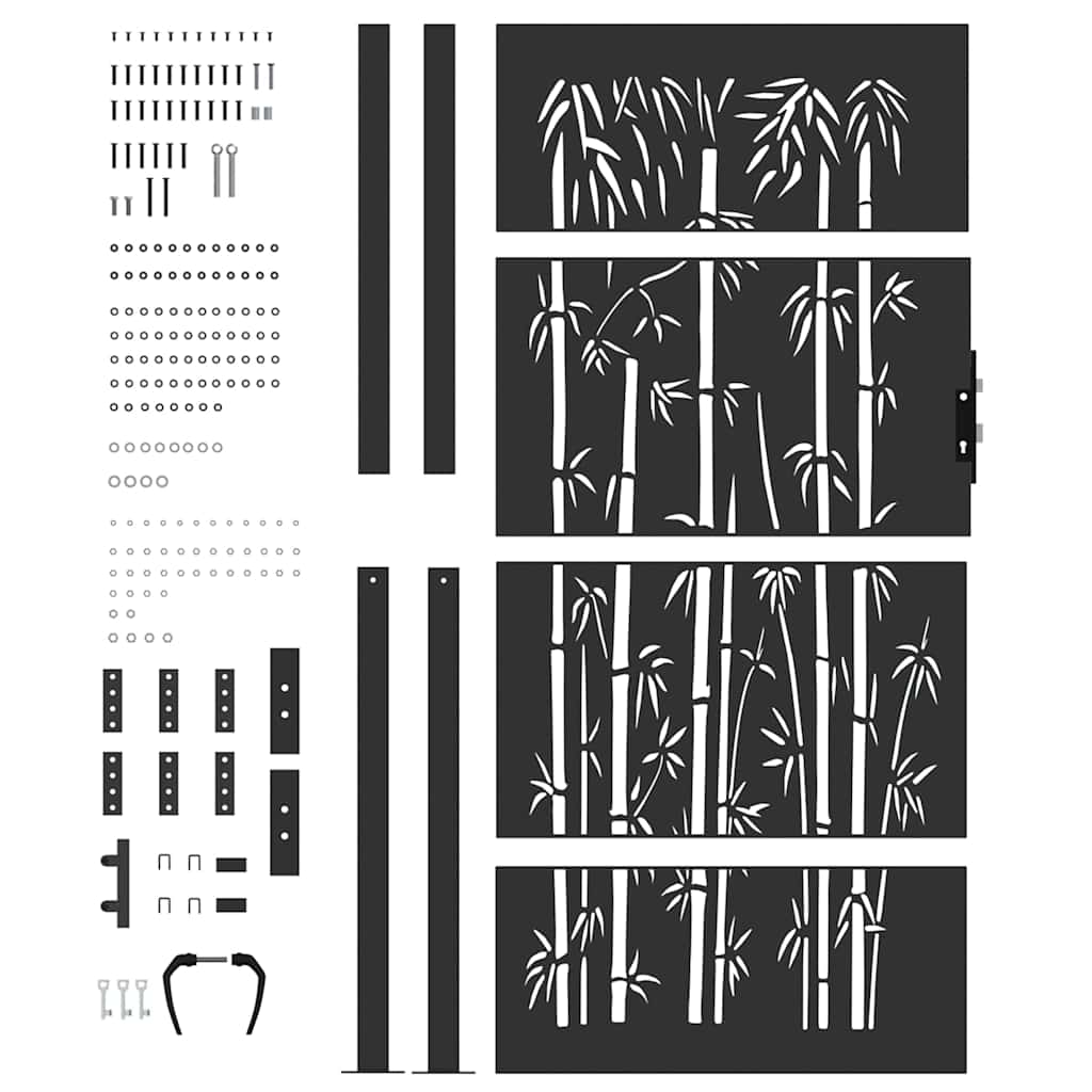Tuinpoort met slot Zwart 110 x 180 cm Gepoedercoat staal is nu te koop bij PeponiXL, paradijselijk wonen!