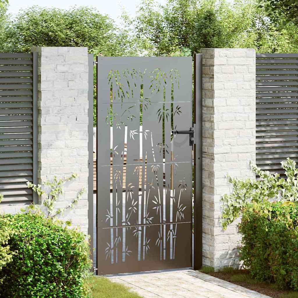 Tuinpoort met slot Zwart 110 x 205 cm Gepoedercoat staal is nu te koop bij PeponiXL, paradijselijk wonen!