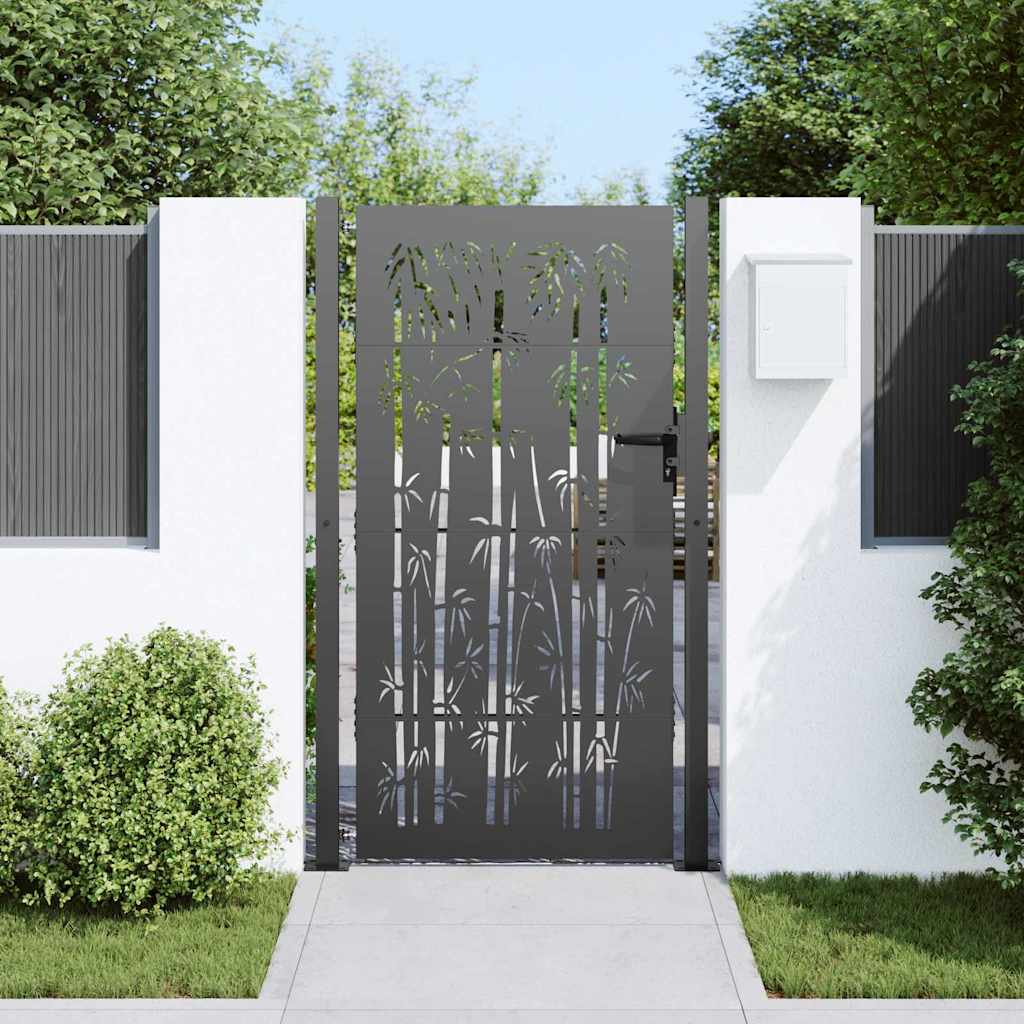 Tuinpoort met slot Zwart 110 x 205 cm Gepoedercoat staal is nu te koop bij PeponiXL, paradijselijk wonen!