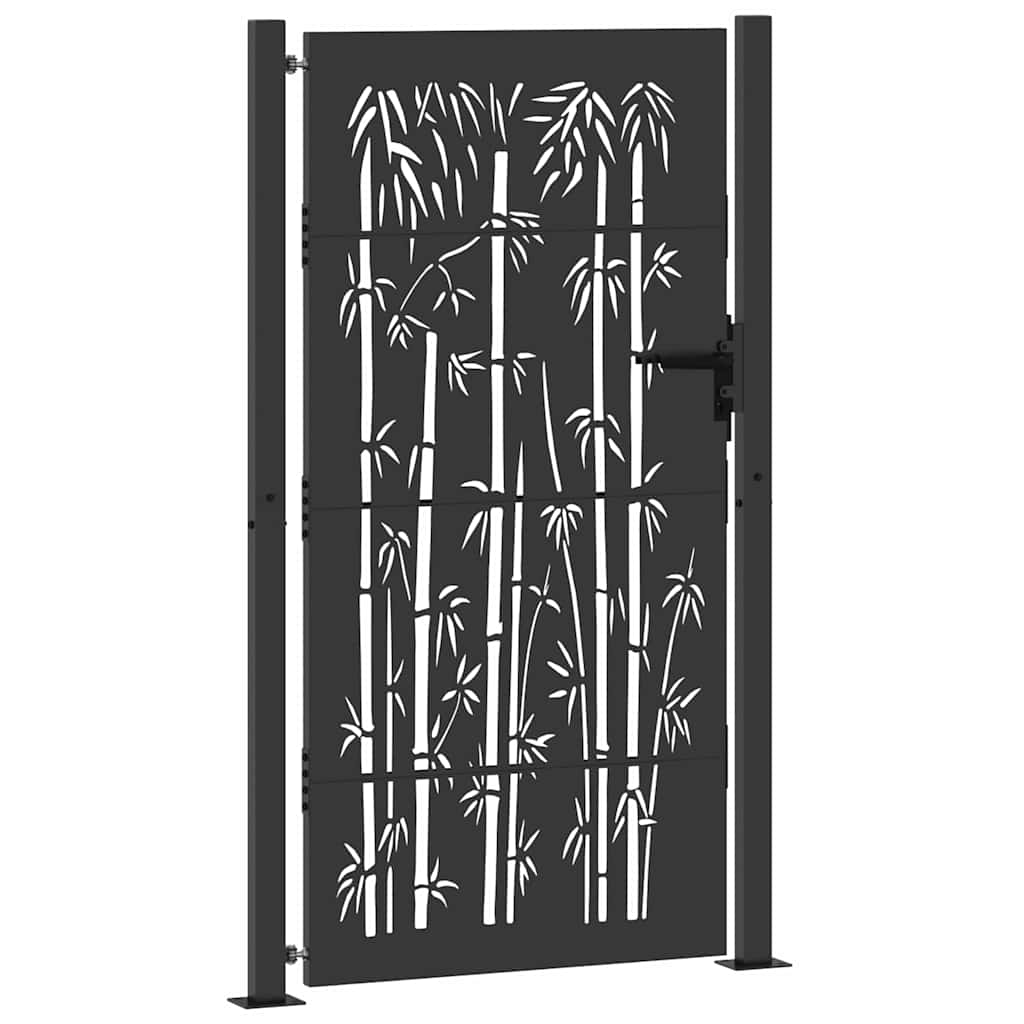 Tuinpoort met slot Zwart 110 x 205 cm Gepoedercoat staal is nu te koop bij PeponiXL, paradijselijk wonen!