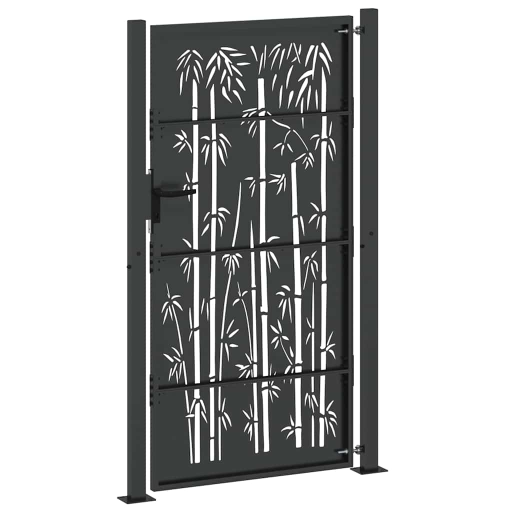 Tuinpoort met slot Zwart 110 x 205 cm Gepoedercoat staal is nu te koop bij PeponiXL, paradijselijk wonen!