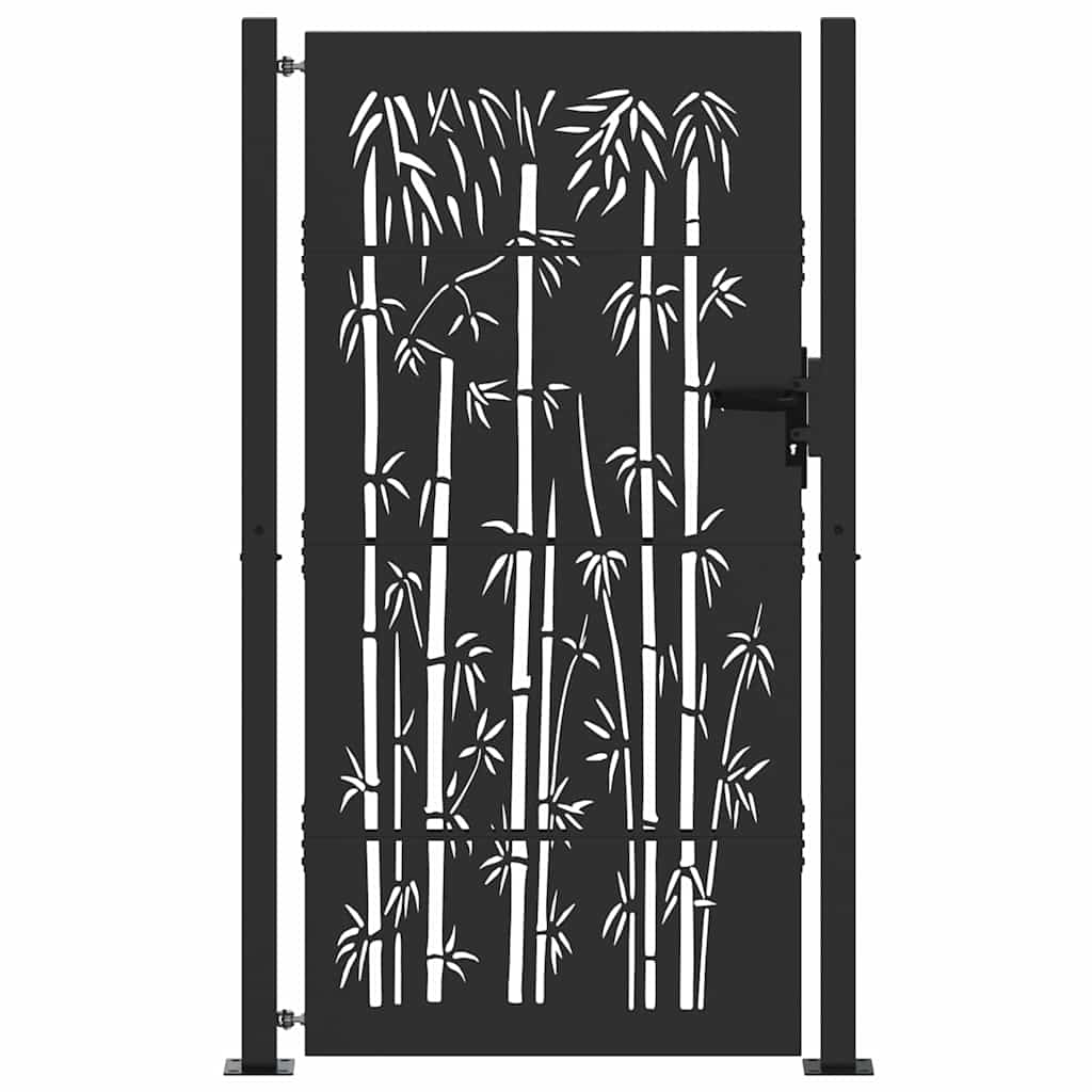 Tuinpoort met slot Zwart 110 x 205 cm Gepoedercoat staal is nu te koop bij PeponiXL, paradijselijk wonen!