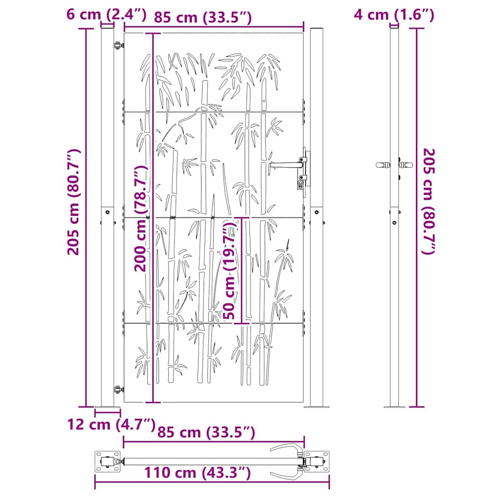 Tuinpoort met slot Zwart 110 x 205 cm Gepoedercoat staal is nu te koop bij PeponiXL, paradijselijk wonen!