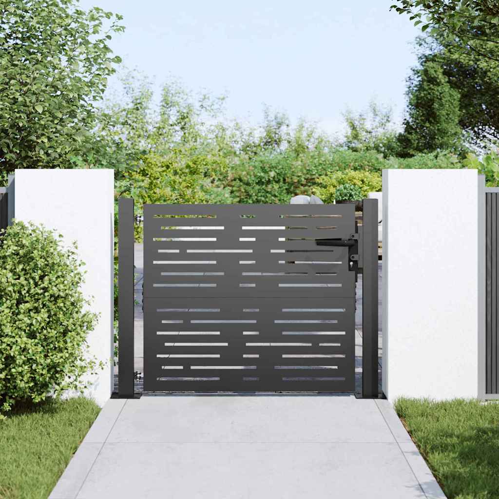 Tuinpoort met slot Zwart 110 x 105 cm Gepoedercoat staal is nu te koop bij PeponiXL, paradijselijk wonen!
