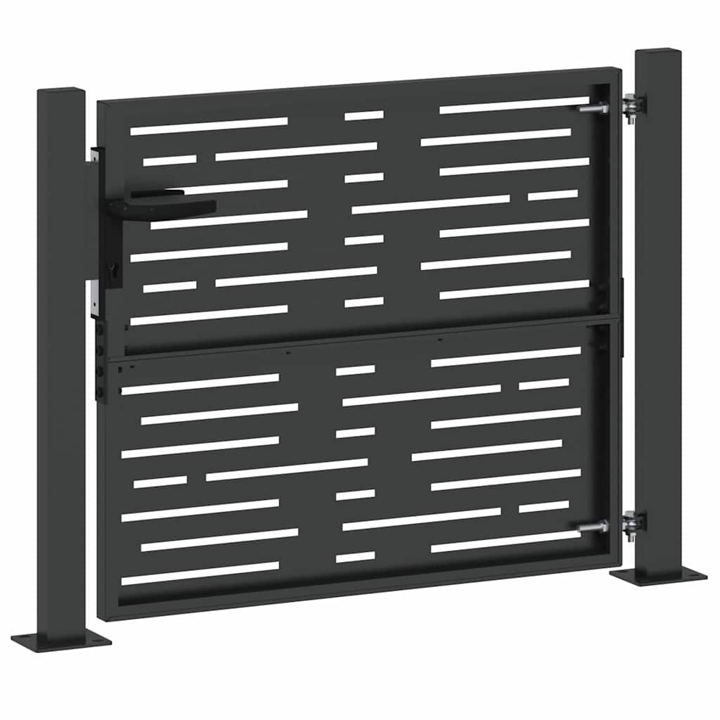 Tuinpoort met slot Zwart 110 x 105 cm Gepoedercoat staal is nu te koop bij PeponiXL, paradijselijk wonen!