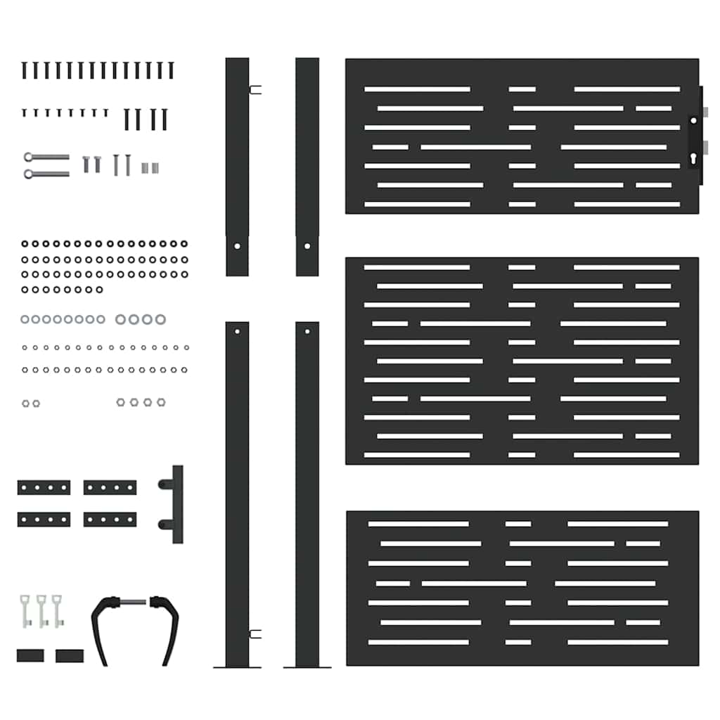 Tuinpoort met slot Zwart 110 x 130 cm Gepoedercoat staal is nu te koop bij PeponiXL, paradijselijk wonen!