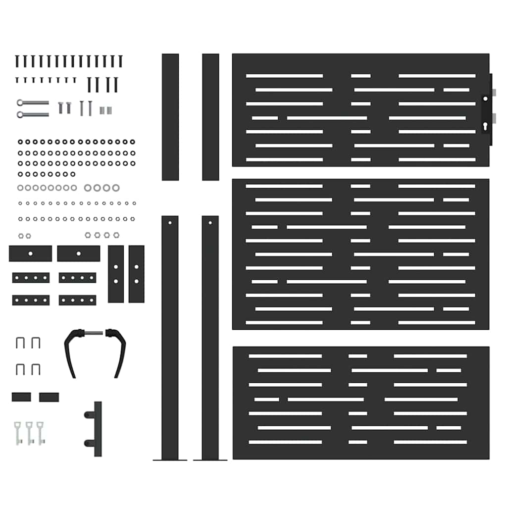 Tuinpoort met slot Zwart 110 x 155 cm Gepoedercoat staal is nu te koop bij PeponiXL, paradijselijk wonen!