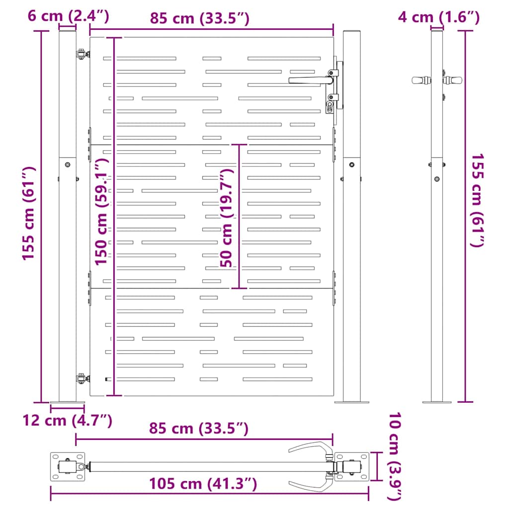 Tuinpoort met slot Zwart 110 x 155 cm Gepoedercoat staal is nu te koop bij PeponiXL, paradijselijk wonen!