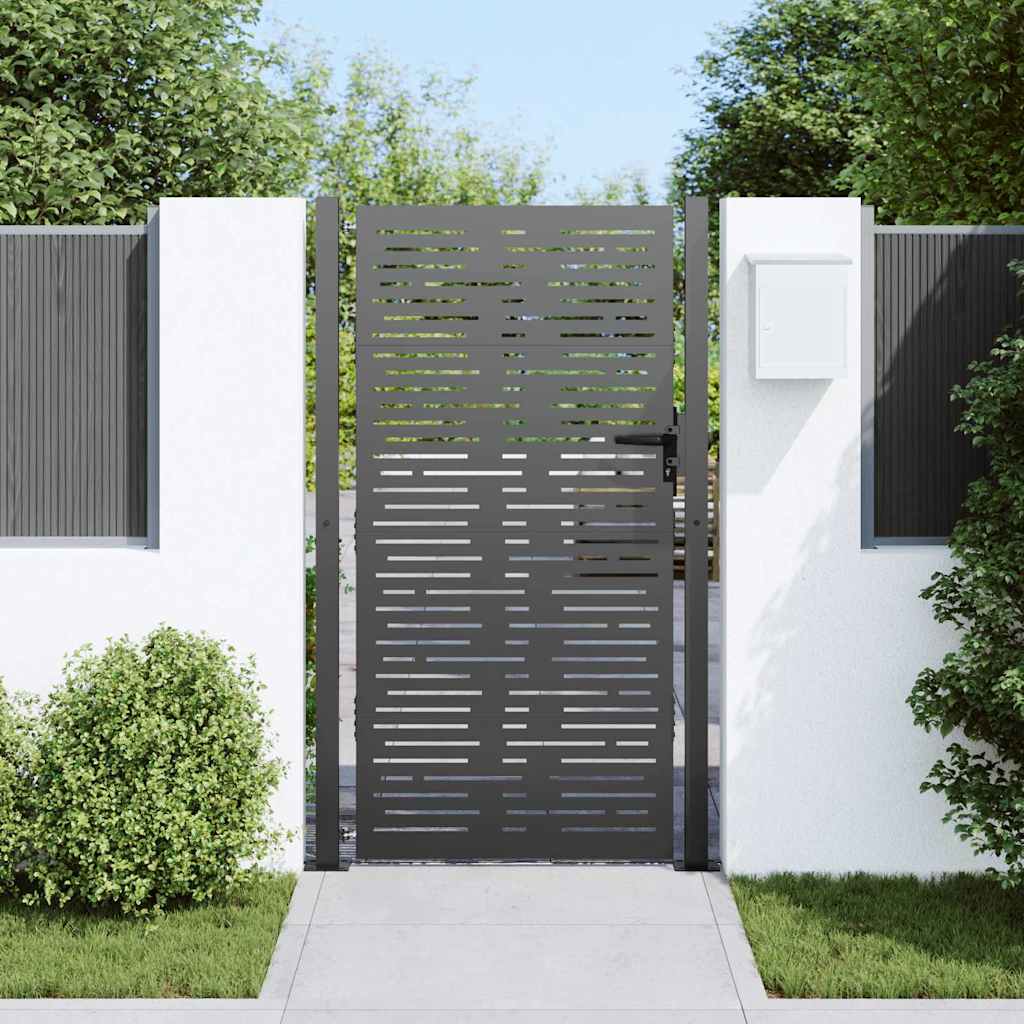 Tuinpoort met slot Zwart 110 x 180 cm Gepoedercoat staal is nu te koop bij PeponiXL, paradijselijk wonen!
