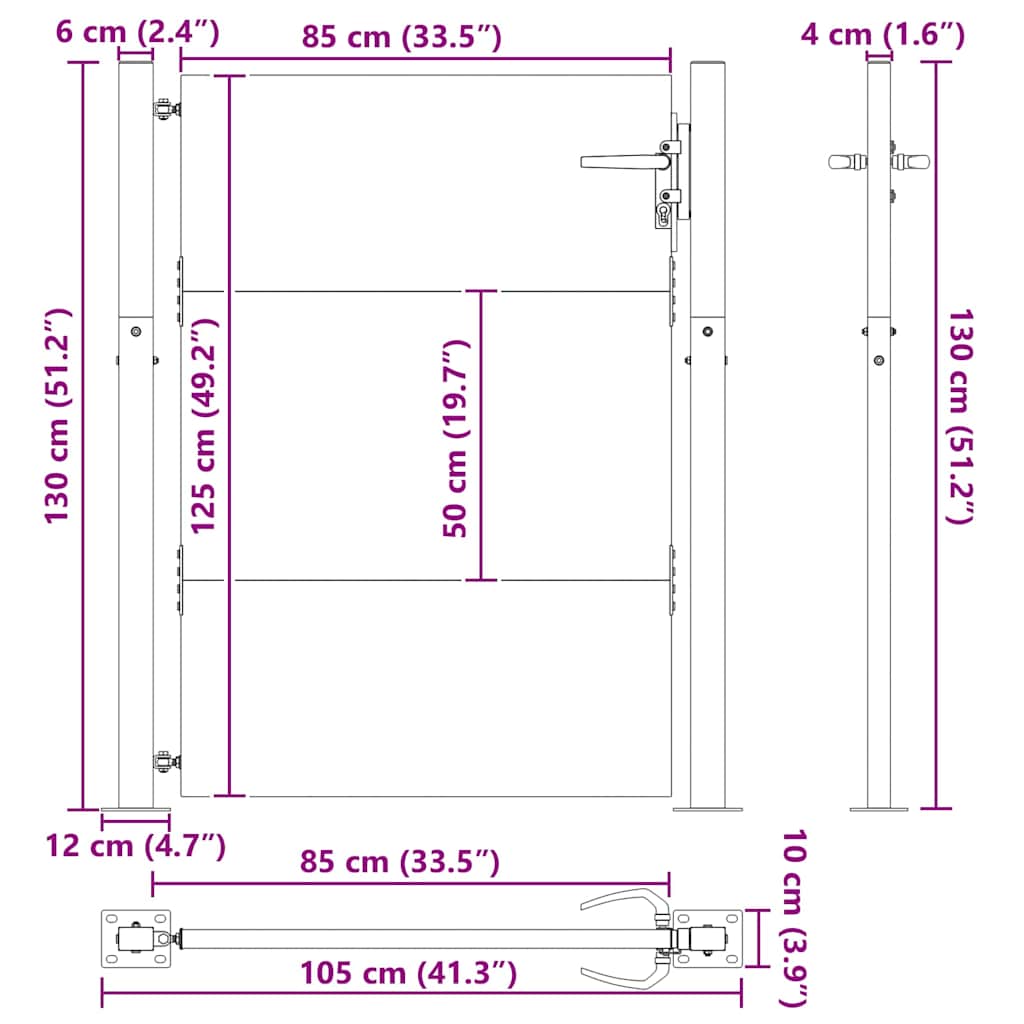 Tuinpoort met slot Zwart 105 x 130 cm Gepoedercoat staal is nu te koop bij PeponiXL, paradijselijk wonen!