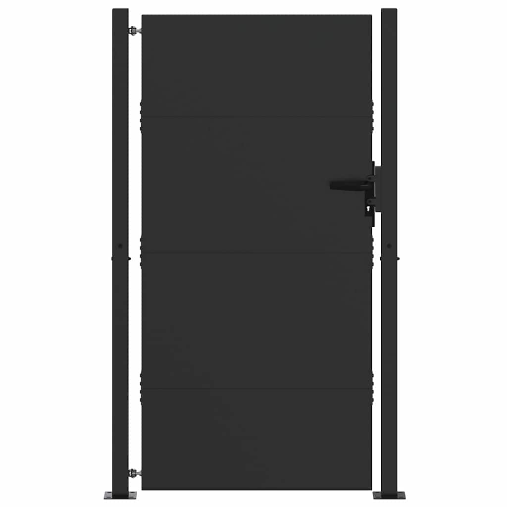 Tuinpoort met slot Zwart 105 x 205 cm Gepoedercoat staal is nu te koop bij PeponiXL, paradijselijk wonen!