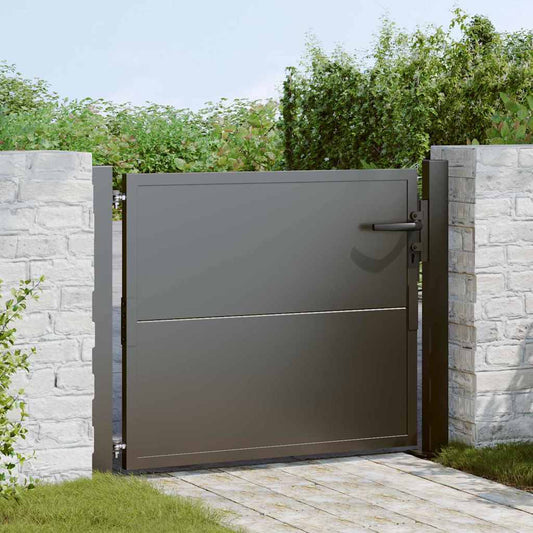 Tuinpoort met slot Zwart 110 x 105 cm Gepoedercoat staal is nu te koop bij PeponiXL, paradijselijk wonen!