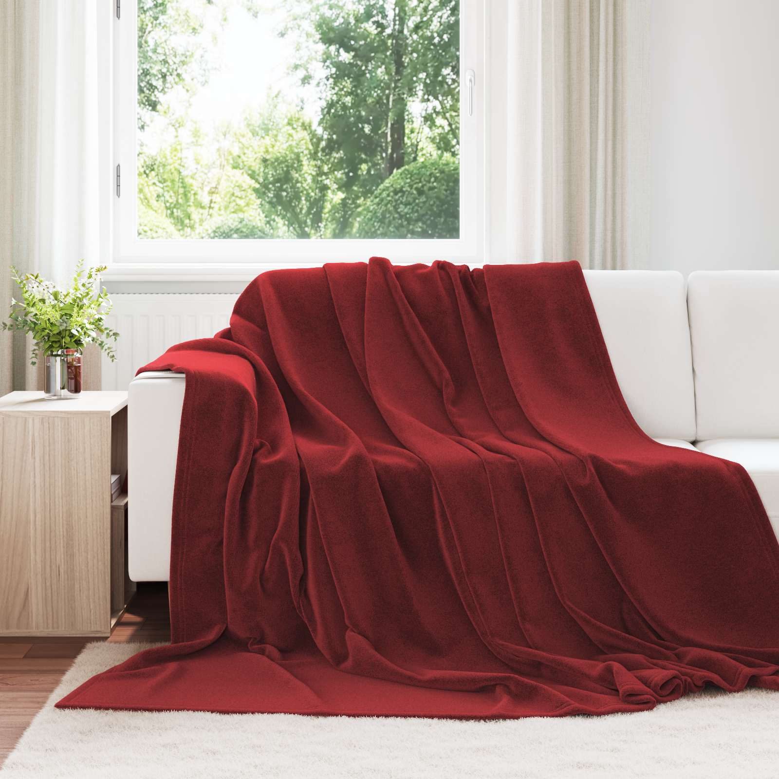 Gooi Deken Bordeaux Rood 220 x 240 cm Fleece is nu te koop bij PeponiXL, paradijselijk wonen!