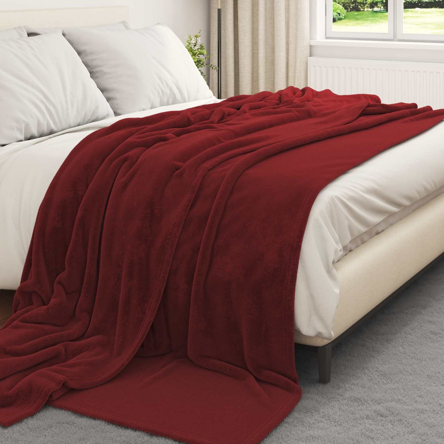 Gooi Deken Bordeaux Rood 220 x 240 cm Fleece is nu te koop bij PeponiXL, paradijselijk wonen!
