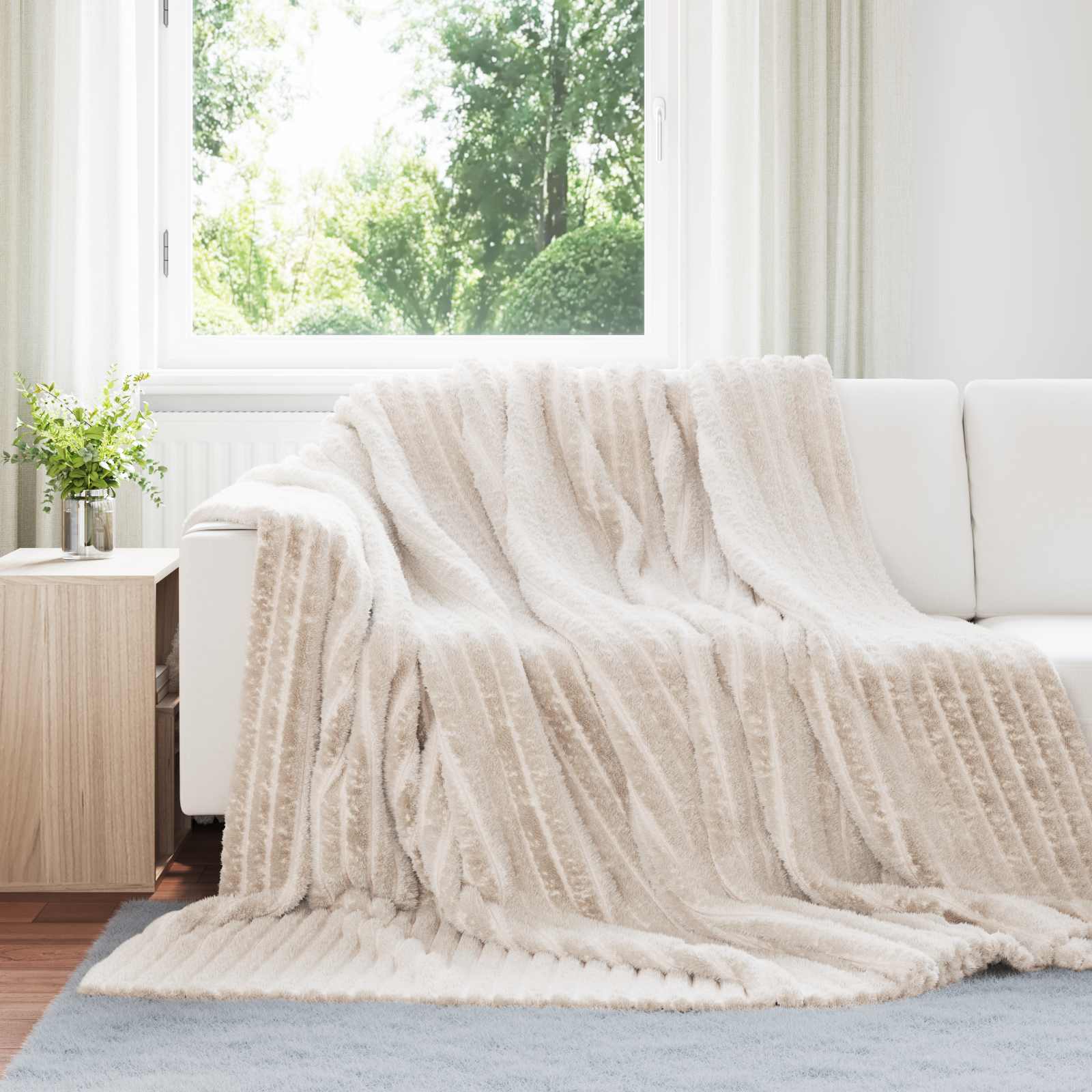 Gooi Deken Beige 240 x 220 cm Fleece is nu te koop bij PeponiXL, paradijselijk wonen!